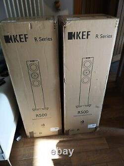 KEF R500 Gloss White 3-Way Floorstanding Speakers BOXED