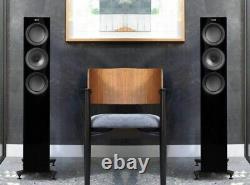 KEF R5 Home Audio Hi-Fi Compact 3-Way Floor Standing Speakers Gloss Black EX#