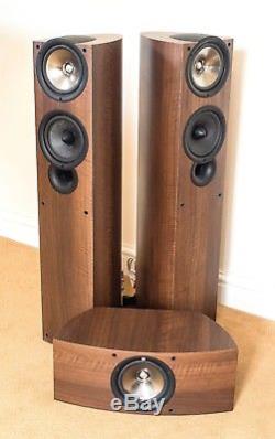 Kef iQ5SE floorstanding speakers with iQ2C centre speaker Walnut finish
