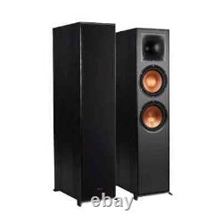 Klipsch R-820F Floorstanding Speaker Pair Black Ebony Textured Wood Grain Vinyl