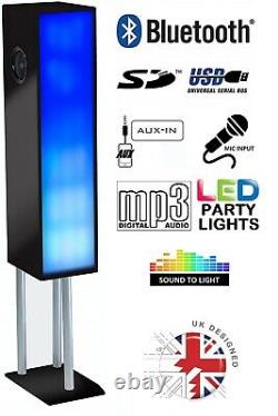 Large Bluetooth Megasound Tower Party Speaker with LED Lights Floor Standing