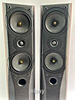 MISSION 773 Floorstanding Speakers in Dark Red Wood Colour with Black. Boxed