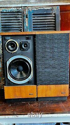 Matching Pair Vintage Goodmans Goodwood Floor Standing 3 Way Speakers