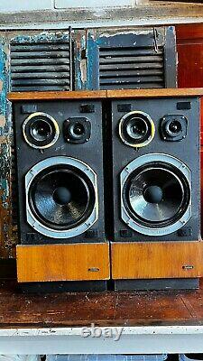 Matching Pair Vintage Goodmans Goodwood Floor Standing 3 Way Speakers