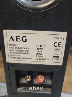 Pair AEG Black Floor Standing Tower Speakers 3-Way Home Cinema System