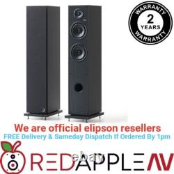 Pair Elipson HORUS 11F 120W 2.5Way Floorstanding Bass Reflex Speaker BlackCarbon