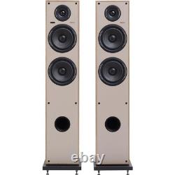 Pair Elipson Horus 11F BT Active Bluetooth Floor Standing Speakers In Light Wood