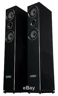 Pair HiFi Speakers Tower Floor Standing Home Cinema Stereo Bassreflex 300W Black