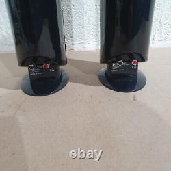 Pair of KEF HTS5001.2 Gloss Black Wired Three-Way Floor Stand Satellite Speakers