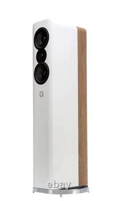 Q Acoustics Concept 500 Floor Standing Speakers in Gloss White + Light Oak HiFi