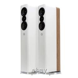 Q Acoustics Concept 500 Floor Standing Speakers in Gloss White + Light Oak HiFi
