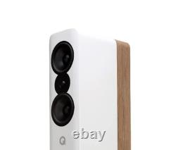 Q Acoustics Concept 500 Large Floor standing Speakers White and Light Oak