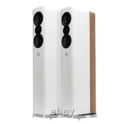 Q Acoustics Concept 500 Large Floor standing Speakers White and Light Oak