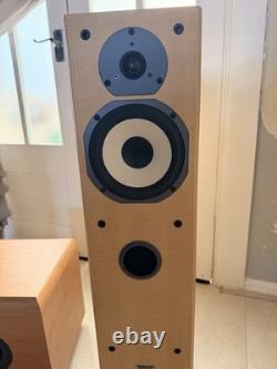 TANNOY MERCURY MX3 Floor Standing Speakers Light Maple and subwoofer