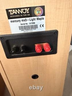 TANNOY MERCURY MX3 Floor Standing Speakers Light Maple and subwoofer