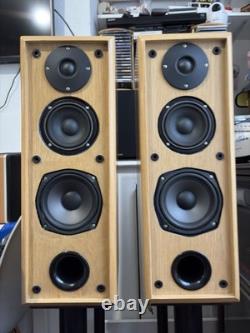 Unique Handmade Oak Floorstanding Speakers + Custom Tripod Stands +Copper Wiring