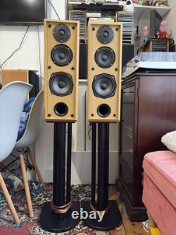 Unique Handmade Oak Floorstanding Speakers + Custom Tripod Stands +Copper Wiring
