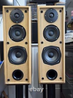 Unique Handmade Oak Floorstanding Speakers + Custom Tripod Stands +Copper Wiring