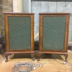 Vintage Dynatron Radio LTD LS-2628 Floor Standing Speakers Pair Of Wooden Feet