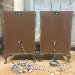 Vintage Dynatron Radio LTD LS-2628 Floor Standing Speakers Pair Of Wooden Feet