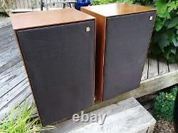 Vintage KEF Speakers Cadenza 1972 Floor Standing Pair Wood Surround Cloth Front