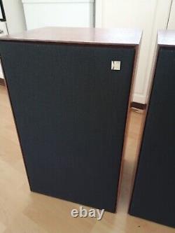 Vintage KEF Speakers Cadenza 1972 Floor Standing Pair Wood Surround Cloth Front