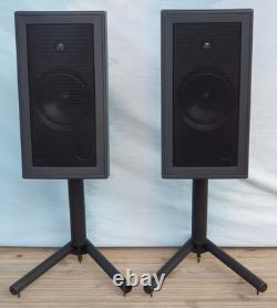Vintage Linn Sekrit 80w Speakers in Black Bi-Wired Floor Stands with Cables