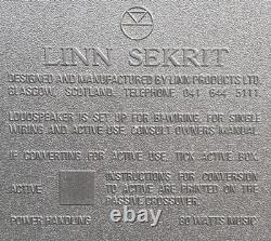 Vintage Linn Sekrit 80w Speakers in Black Bi-Wired Floor Stands with Cables