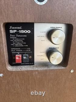 Vintage SANSUI SP-1500 Speakers 3 Way floor standing wooden speaker 2 of them